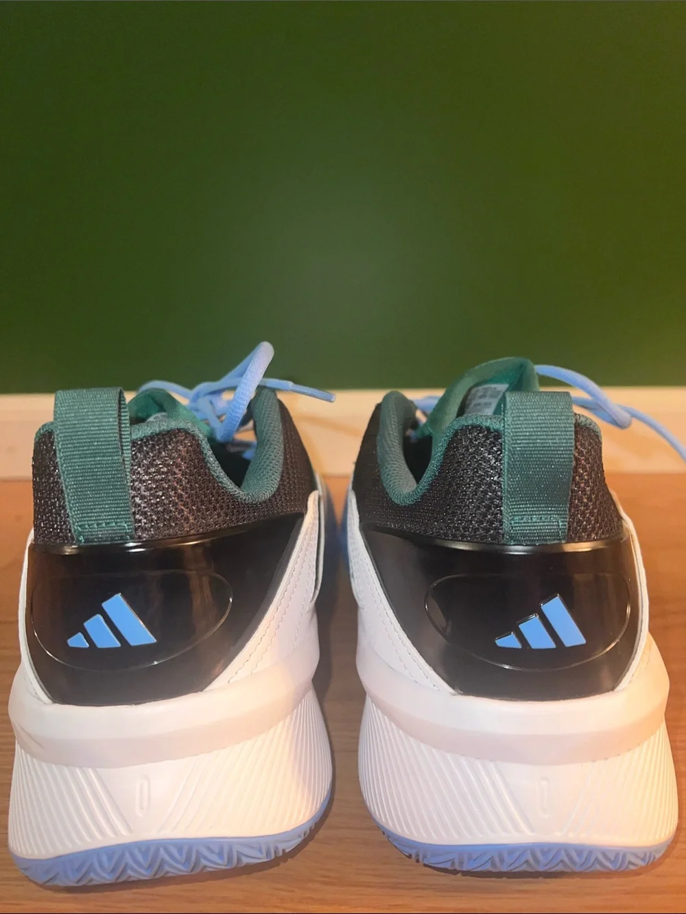 adidas White and Light Blue Low-Top Sneakers